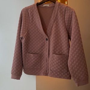 Madewell (Re)sourced Quilted Crop Cardigan Sweatshirt / LARGE / FADED MAUVE